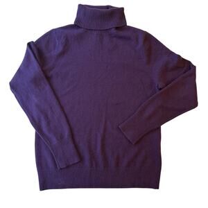 Land's End Women's Purple 100% Cashmere Turtleneck Sweater Size Medium